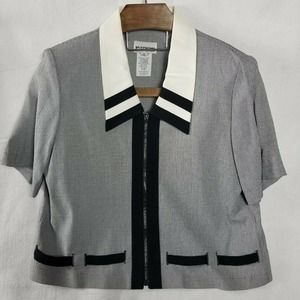 Perceptions Blouse Size 12 Full Zip Pants 12 Black